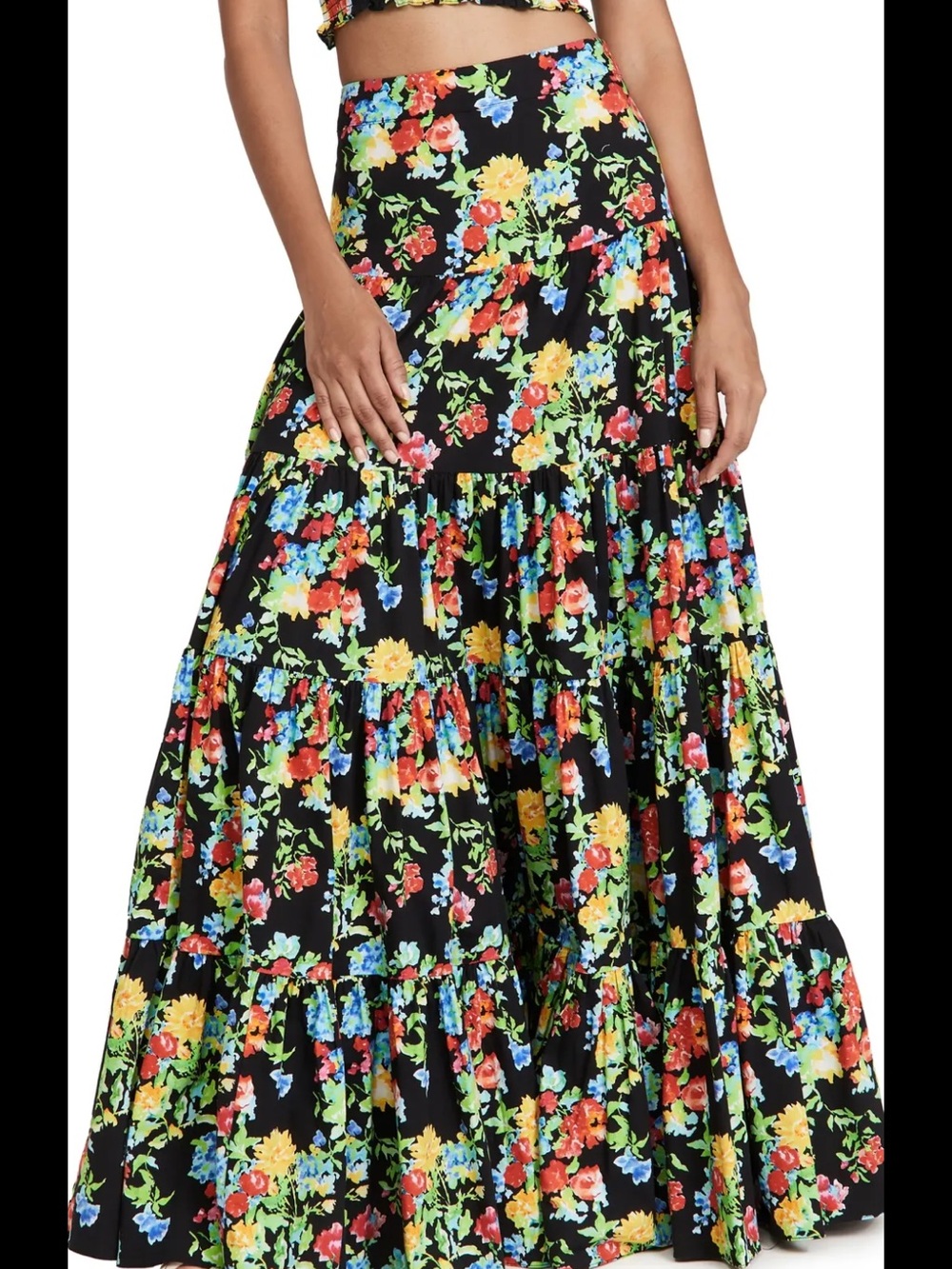 Caroline Constas Black Floral Maxi Skirt, with matching top